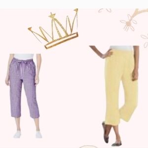 #24W  2pc Women Within  Purple and Yellow Capri  Pants Set